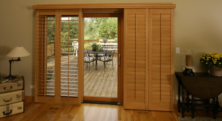 San Diego wood shutter sliding door